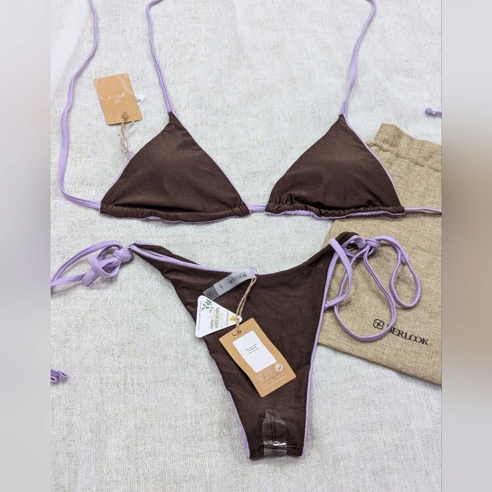 BNWT / Berlook / Large / Purple Reversible Tie Bikini Set